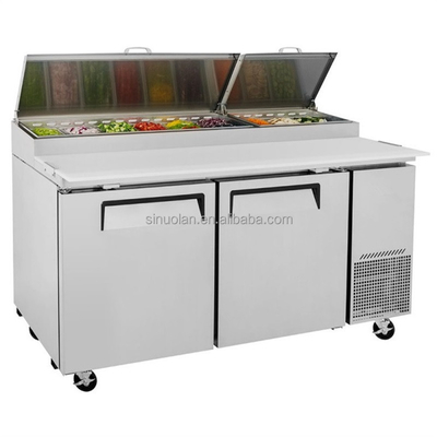 Good Quality 2 Door Commercial Pizza Prep Cooler Table Sandwich Salad