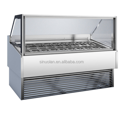 Ventilated Ice Cream Displays Freezer Scooping Ice Cream Display Showcase Refrigerated